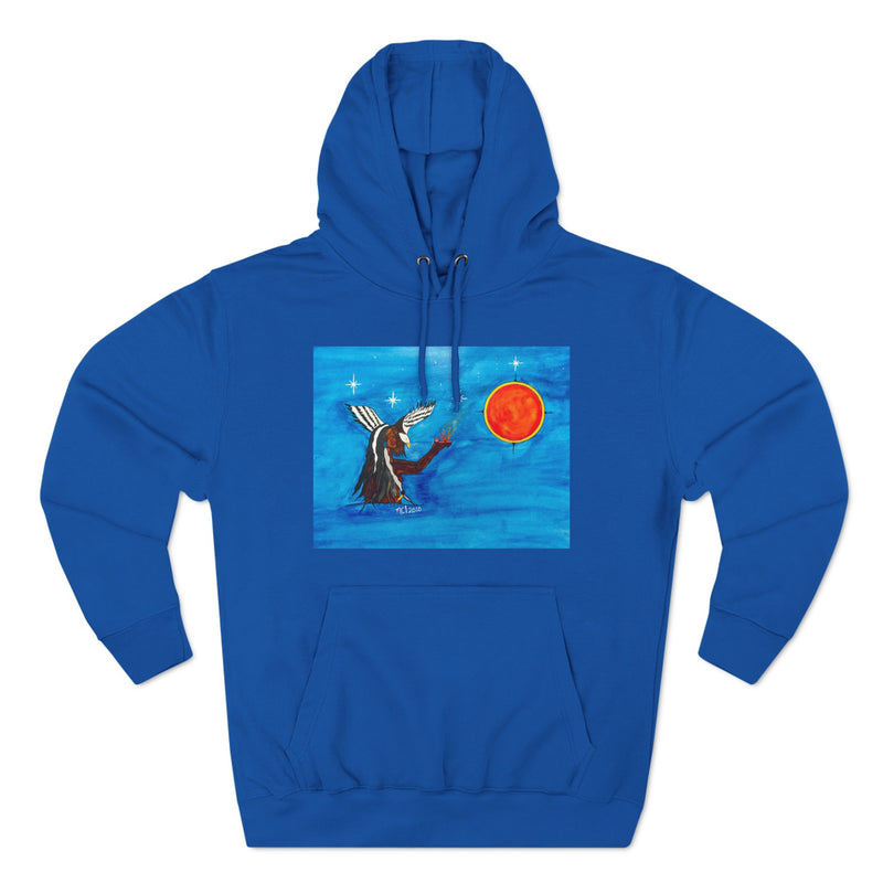 "The Night Offering - Miigaawey Dibigahn" by Elder Ma-Nee Chacaby - All-Genders Pullover Hoodie