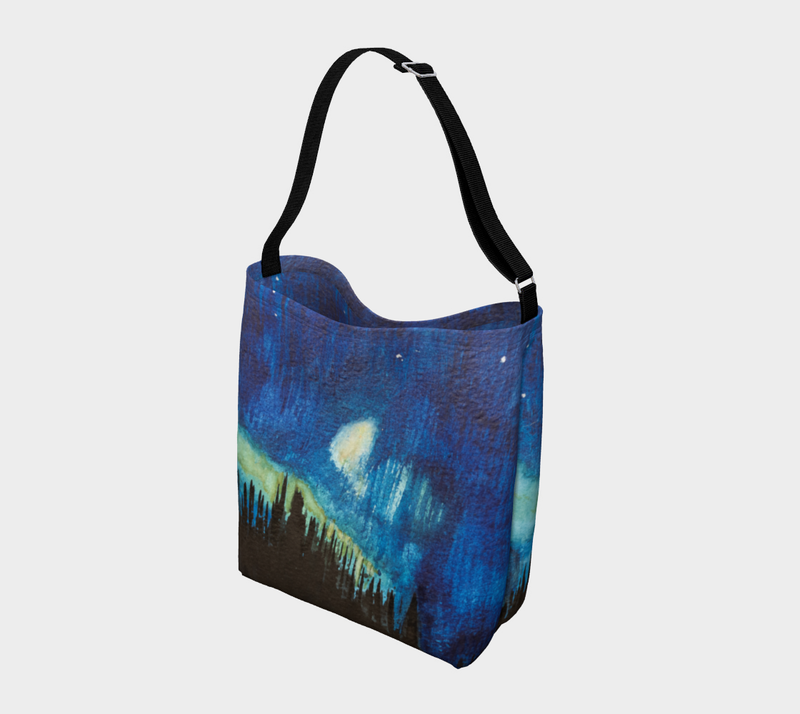 "Dancers in Northern Lights" by Elder Ma-Nee Chacaby - Stretchy Tote Bag