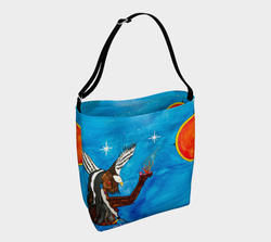 "The Night Offering - Miigaawey Dibigahn" by Elder Ma-Nee Chacaby - Stretchy Tote Bag