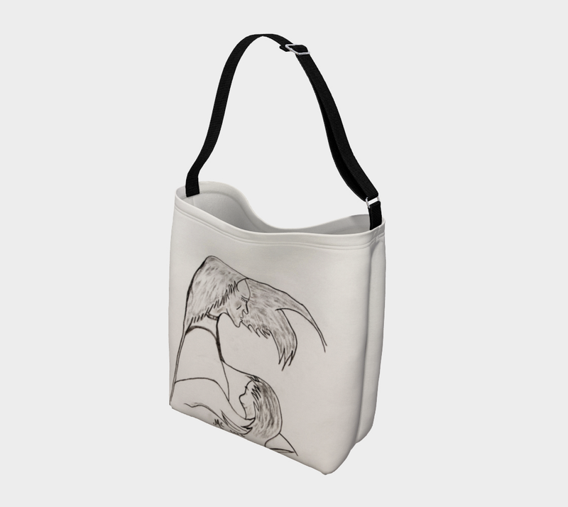 "Woman & Child Together" by Elder Ma-Nee Chacaby - Stretchy Tote Bag