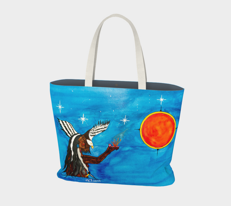 "The Night Offering - Miigaawey Dibigahn" by Elder Ma-Nee Chacaby - Market Tote Bag