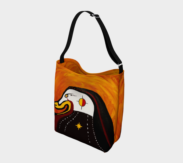 "Bird Awaits Peaceful" by Elder Ma-Nee Chacaby - Stretchy Tote Bag