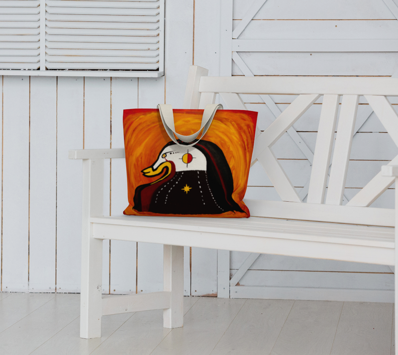 "Bird Awaits Peaceful" by Elder Ma-Nee Chacaby - Market Tote Bag