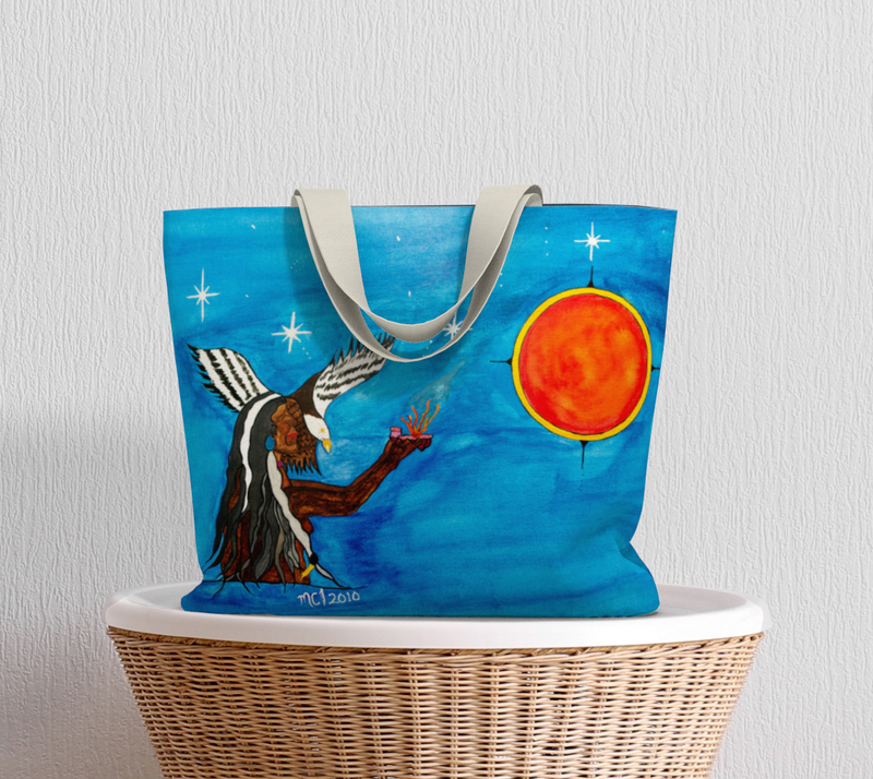 "The Night Offering - Miigaawey Dibigahn" by Elder Ma-Nee Chacaby - Market Tote Bag