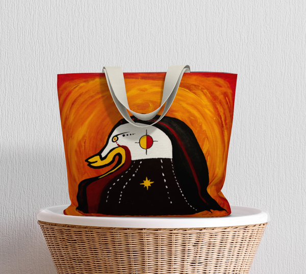 "Bird Awaits Peaceful" by Elder Ma-Nee Chacaby - Market Tote Bag