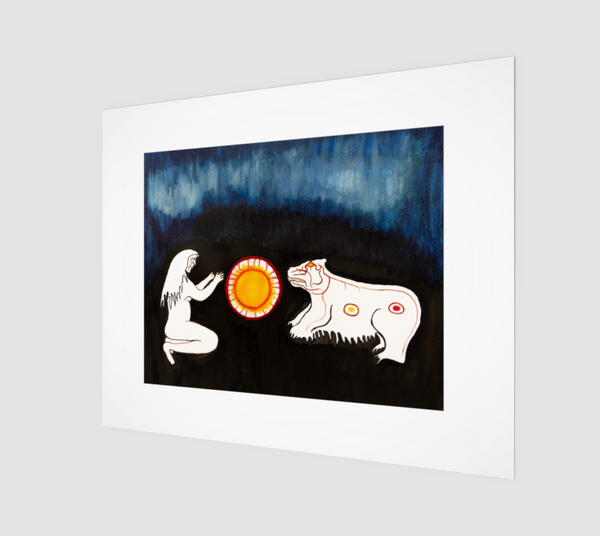 "Confrontation with Spirit Bear" by Elder Ma-Nee Chacaby - Fine Art Print (20"x16")