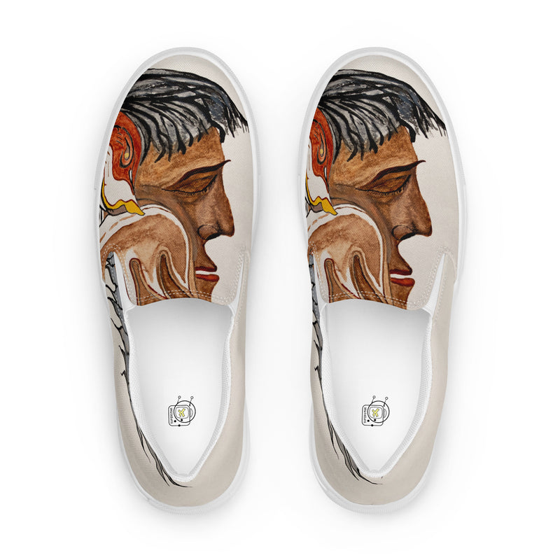 "Windigo Spirit in My Mind" by Elder Ma-Nee Chacaby - Men’s Slip-on Shoes