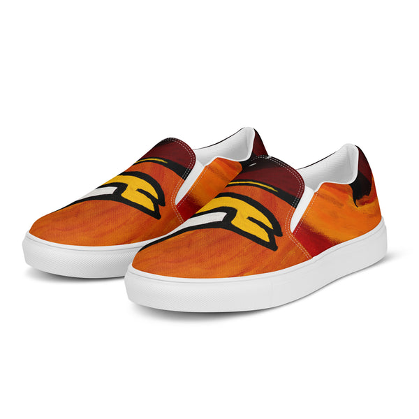"Bird Awaits Peaceful" by Elder Ma-Nee Chacaby - Men’s Slip-On Shoes