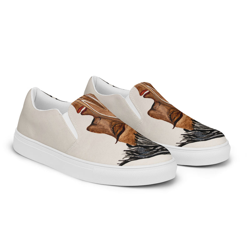 "Windigo Spirit in My Mind" by Elder Ma-Nee Chacaby - Men’s Slip-on Shoes