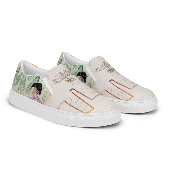 "Ma-Nee Thinking About the Offering" by Elder Ma-Nee Chacaby - Men’s Slip-on Shoes