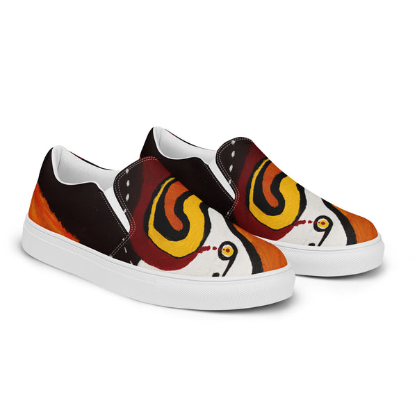 "Bird Awaits Peaceful" by Elder Ma-Nee Chacaby - Men’s Slip-On Shoes